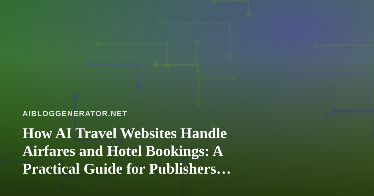 How AI Travel Websites Handle Airfares and Hotel Bookings: A Practical Guide for Publishers and Travelers