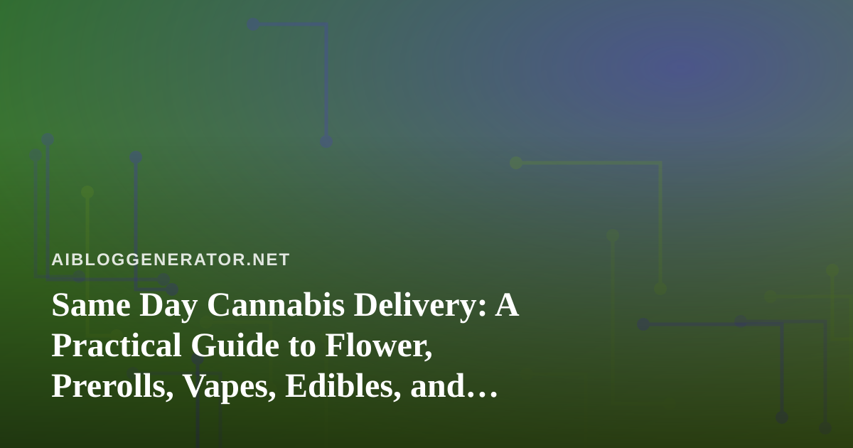 Same Day Cannabis Delivery: A Practical Guide to Flower, Prerolls, Vapes, Edibles, and Concentrates